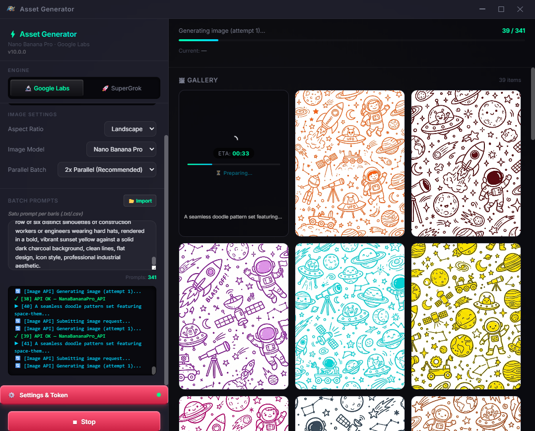 Asset Generator — Generate ratusan asset siap upload ke microstock secara batch.